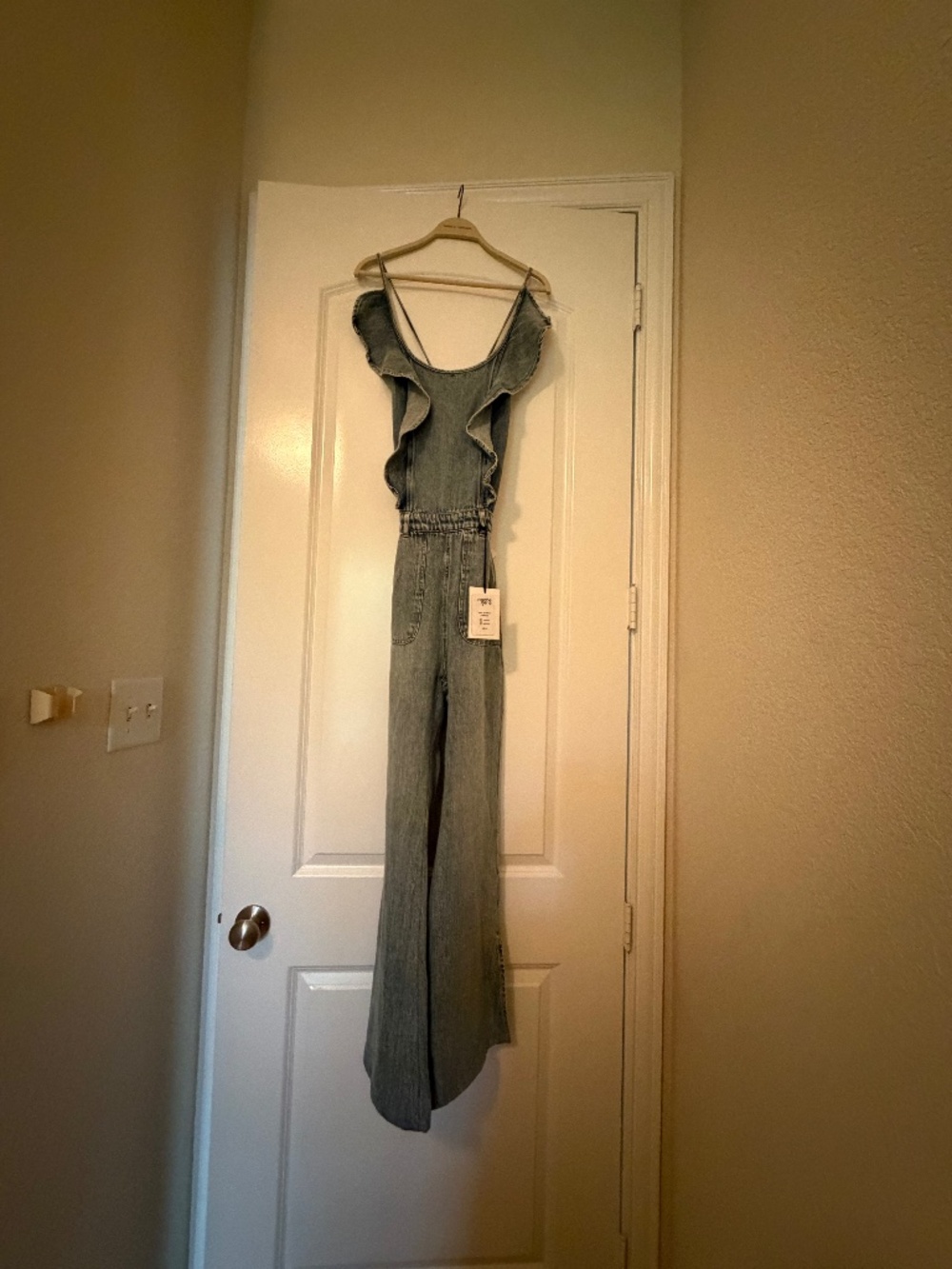 Insane Gene Denim Wide-Leg Jumpsuit with Open Tie Back